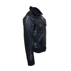 blouson homme cuir pierro black vue de profil