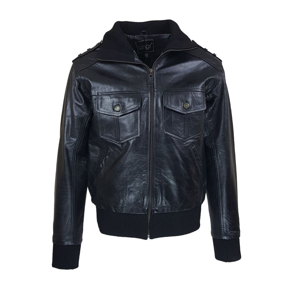 blouson homme cuir pierro black vue de face