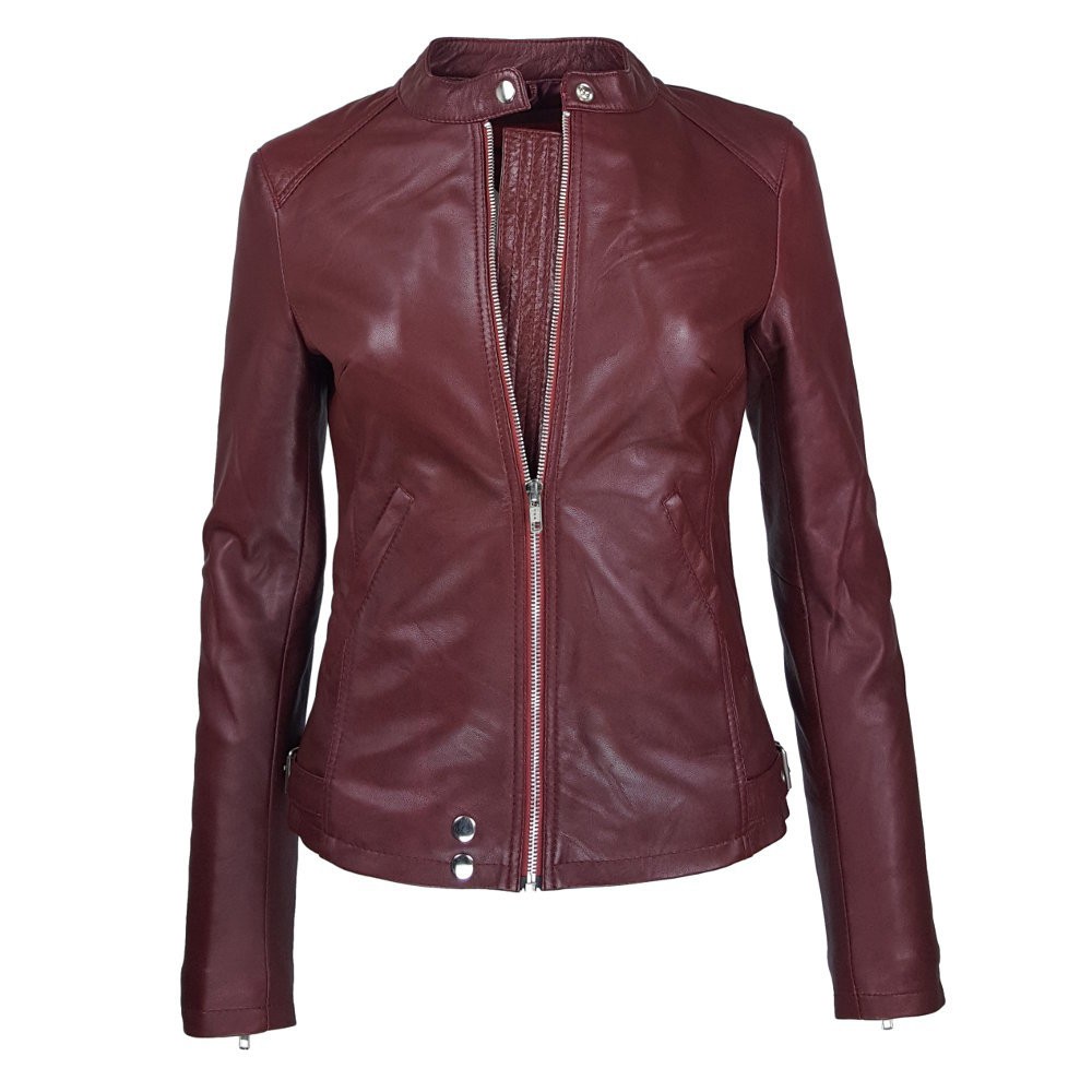 manteau cuir bordeaux