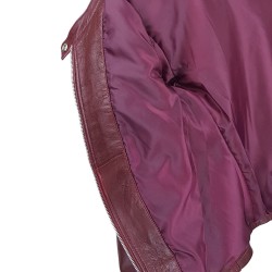 blouson jason style motard bordeau vue  interieur