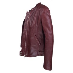 blouson jason style motard bordeau vue de cote ouvert