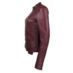 blouson jason style motard bordeau vue de cote