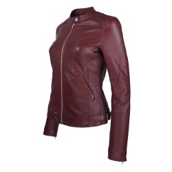 blouson jason style motard bordeau vue de tiers