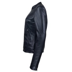 blouson cuir femme jason style motard noir de cote