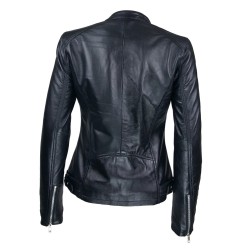 blouson cuir femme jason style motard noir vue de dos