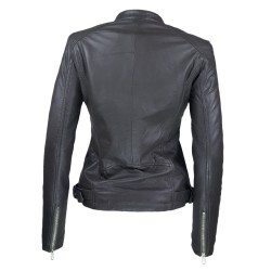 blouson cuir femme jason gris style motard  vue de dos