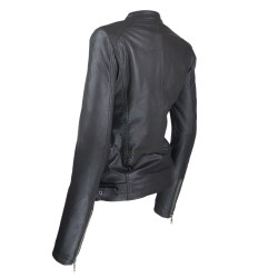 blouson cuir femme jason gris style motard  vue quatre tiers