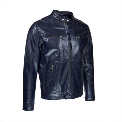 blouson homme cuir style motard minesota black vue de deux tiers