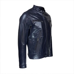 blouson homme cuir style motard minesota black vue de tiers