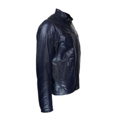 blouson homme cuir style motard minesota black vue de profil