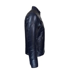 blouson homme cuir style motard minesota black vue de cote