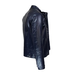 blouson homme cuir style motard minesota black vue de profil ouvert