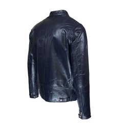 blouson homme cuir style motard minesota black vue de trois tiers