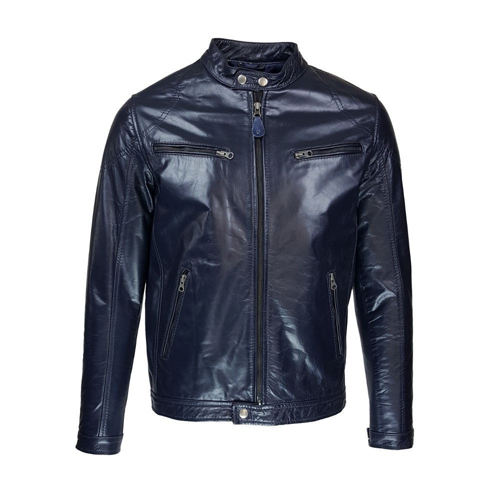 blouson homme cuir style motard minesota black vue de face