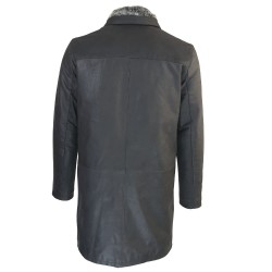 veste cuir homme trois quart quatre boutons col amovible noir capitaine de dos