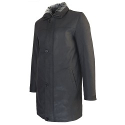 veste cuir homme trois quart quatre boutons col amovible noir capitaine deux tiers