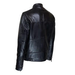 blouson homme cuir style motard baya black vue de deux tiers