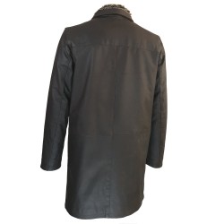 veste cuir homme trois quart quatre boutons col amovible marron vaisseau vue de dos