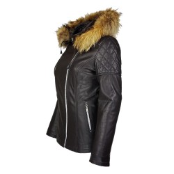 veste femme boston brown vue de profil avec capuche