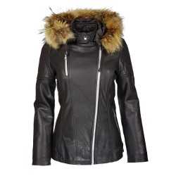 veste femme a capuche boston brown vue de face