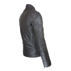 blouson cuir homme motard gris vue deux tiers