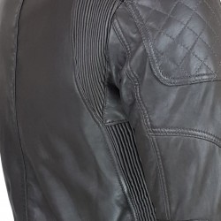 blouson cuir homme motard gris vue gros plan