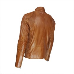 blouson homme cuir style motard prama vue de deux tiers