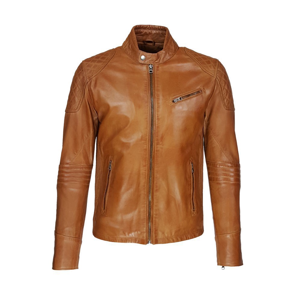 blouson homme cuir style motard prama vue de face