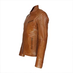 blouson homme cuir style motard prama vue de profil