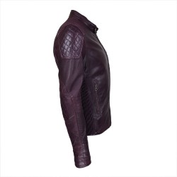 blouson homme cuir style motard mega vue de cote inverse