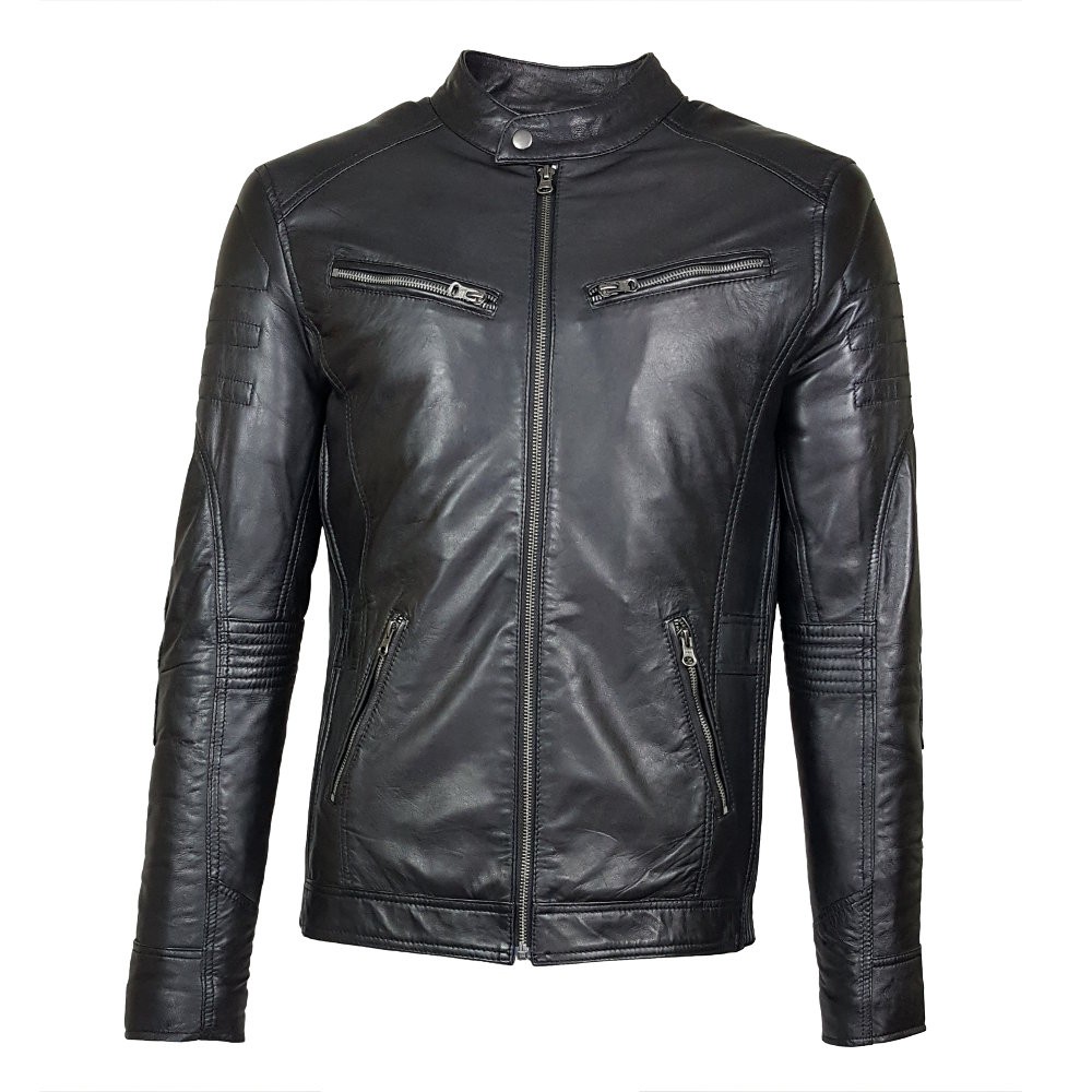 blouson cuir style motard montana vue de face