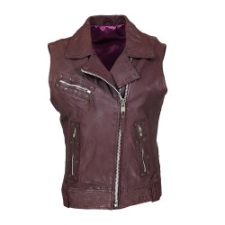 gilet cuir femme pourpre...