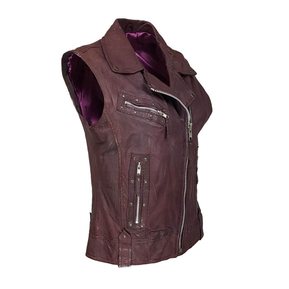 Gilet Cuir Femme Moto - Style Biker Club Rocker En Cuir Vacunque 1.2mm