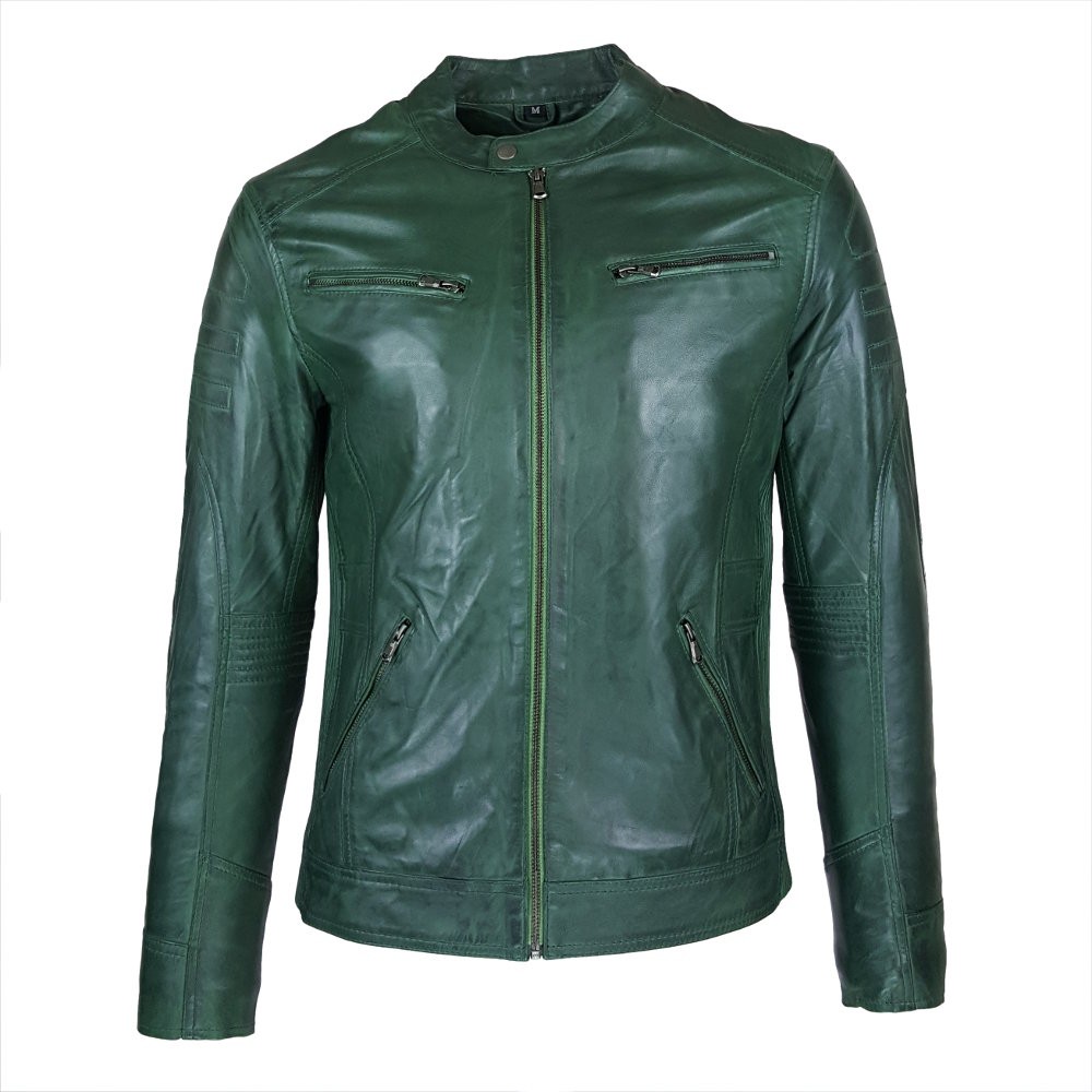 blouson homme green rock style motard vue de face