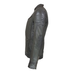 blouson homme cuir style motard delta gray vue de cote inverse