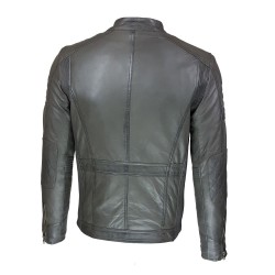 blouson homme cuir style motard delta gray vue de dos