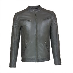 blouson homme cuir style motard delta gray vue deux face