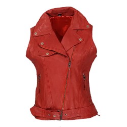 gilet cuir femme rouge Imalaya