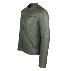 blouson cuir homme  gavroche style motard vue de trois tiers