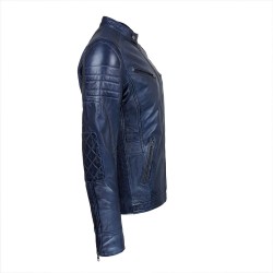 blouson homme cuir style motard delta vue de cote