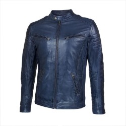 blouson homme cuir style motard delta vue de cote inverse