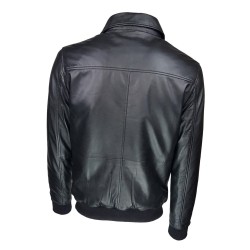 blouson-en-cuir -homme-fly-jacket -aviateur-noir-dos-col-chemise