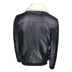 blouson-en-cuir -homme-fly-jacket -aviateur-noir-dos-col-fourrure