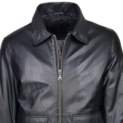 blouson-en-cuir -homme-fly-jacket -aviateur-noir-plan-col-chemise