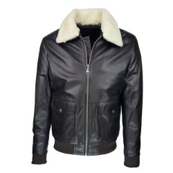 blouson-en-cuir -homme-fly-jacket -aviateur-brown-marron-face