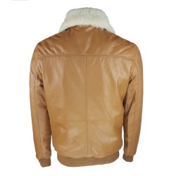 blouson-en-cuir -homme-fly-jacket -aviateur-cognac-dos-col-fourrure