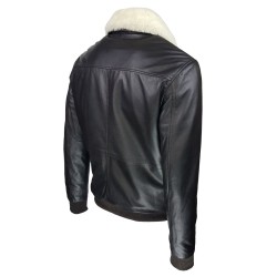 blouson-en-cuir -homme-fly-jacket -aviateur-brown-marron-deux-tiers-col-fourrure