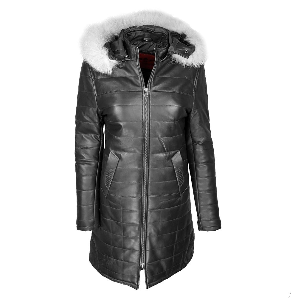 parka en cuir femme