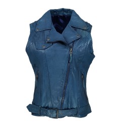 gilet  cuir femme bleu