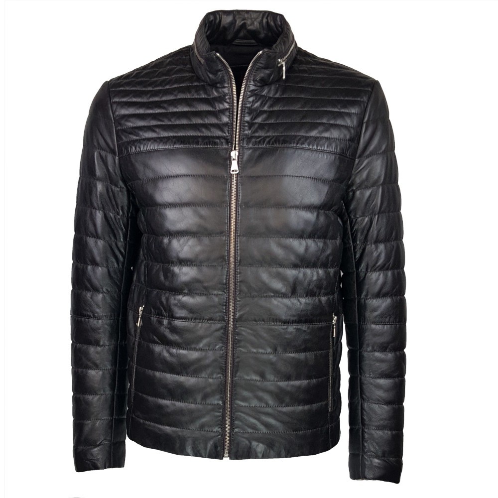 doudoun –blouson-en- cuir-marron-matelasse-reykjavik-face